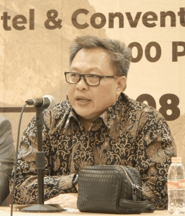 Arijanto, President Director of PT Bumi Buana Sinergi (BBS), a coal trading company held a press conference at the Grand Launching of Vmining on Sunday night (12/08) in Jakarta. Vmining is the first coal trading e-commerce in Indonesia. (Petromindo|Thomas)
